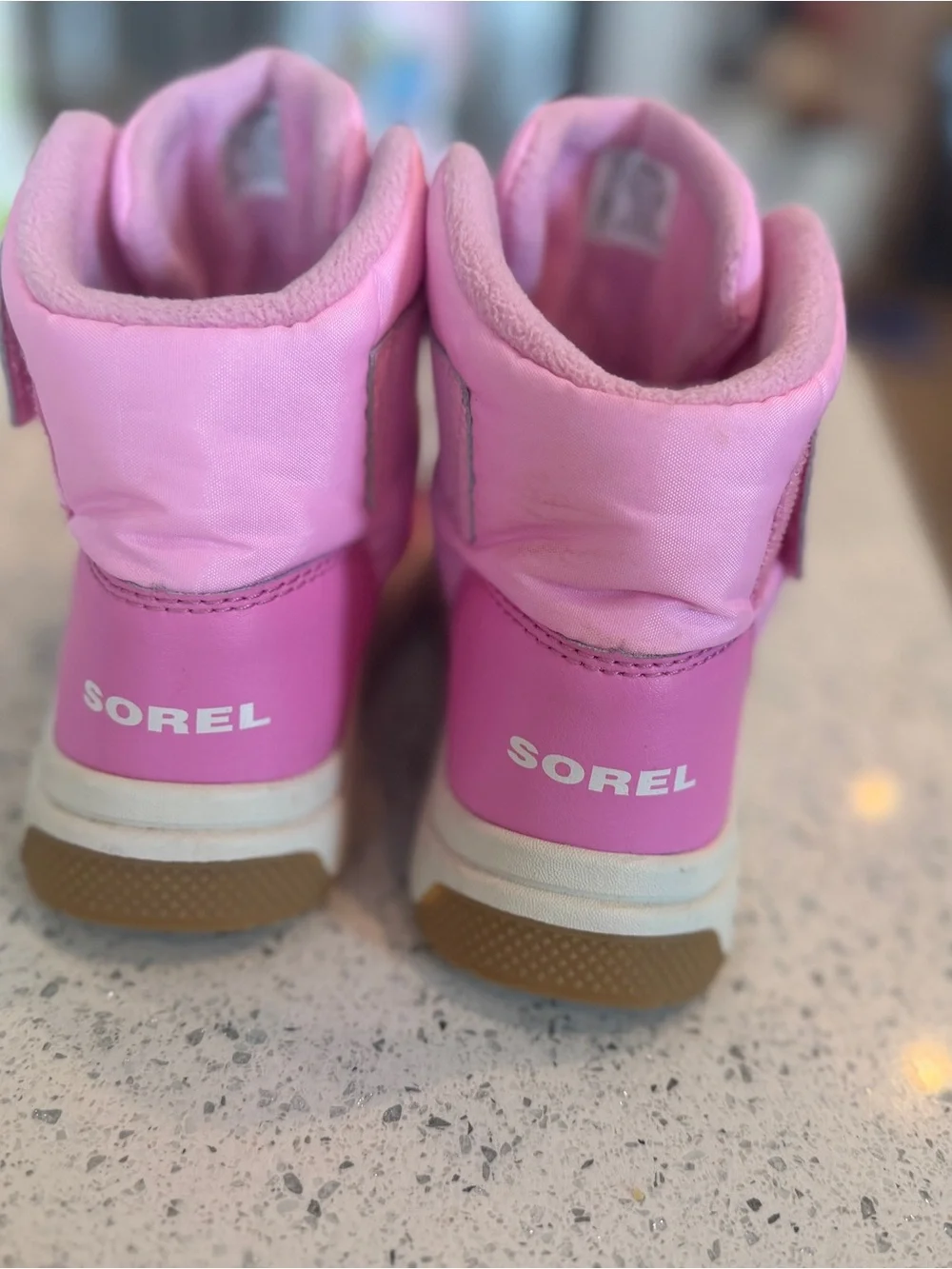 Sorel Kids Pink Insulated Hook-and-Loop Snow Boots Whitney III